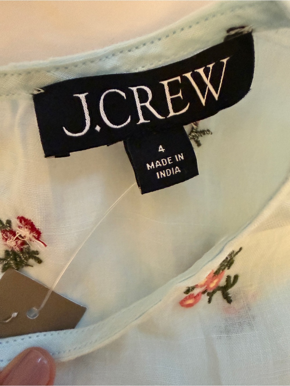 JCREW Pintuck shell top in ramie with embroidered florals Size 4 CT109 NWT - Picture 9 of 14